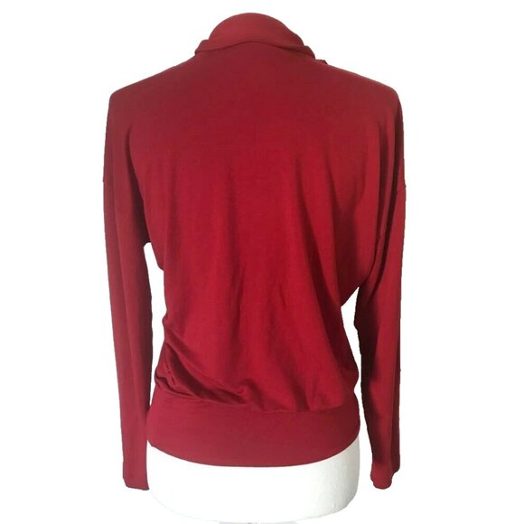 CAbi Tess Tee Top Size XS Tie V-Neck Style #3804 Red Stretchy Jersey Knit - Picture 5 of 7